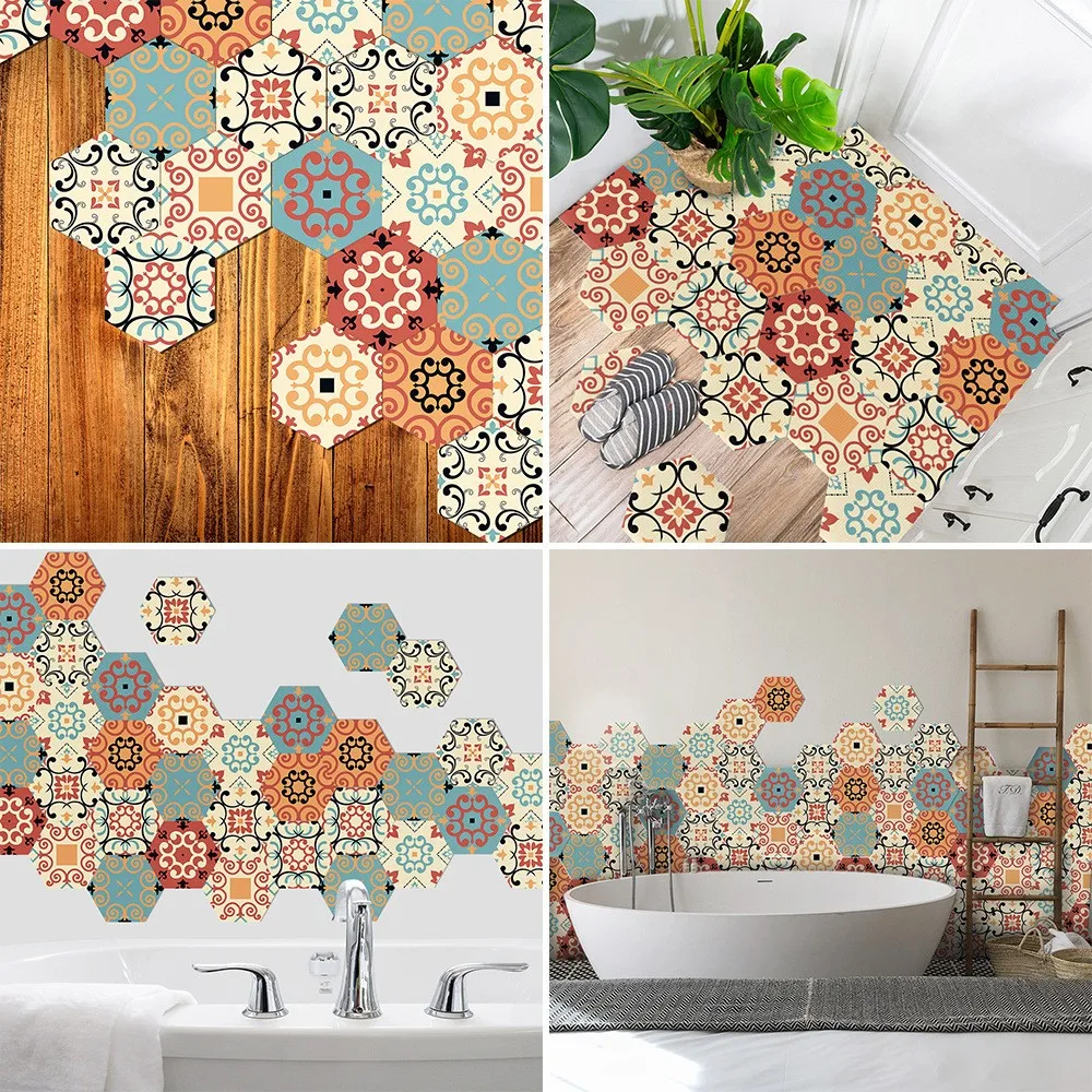 

Hexagonal Tile Stick Bathroom Waterproof Floor Stick Household Wear Resistant Wall Stick Self Adhesive Thick Tile Stick
