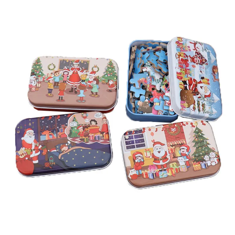 

Christmas 60 Pieces Wooden Puzzle Toys For Children Cartoon Wood Jigsaw Baby Educational Toy Kids New Year Christmas Party Gift