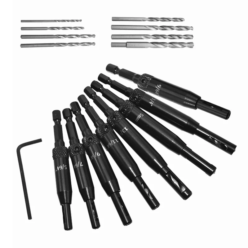

18Pcs/Set Self-Centering Hinge Tapper Core Drill Bit Set for Woodworking Adjustable Door Window Spring Loaded Drill Bits