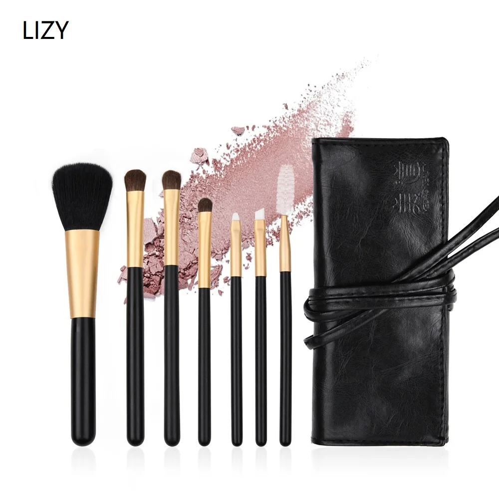 

LIZY 7pcs Makeup Brushes Set Professional Eyeshadow Eyeliner Foundation Lip Powder Eyelashes Make Up Brush Cosmetic Tools PU Bag