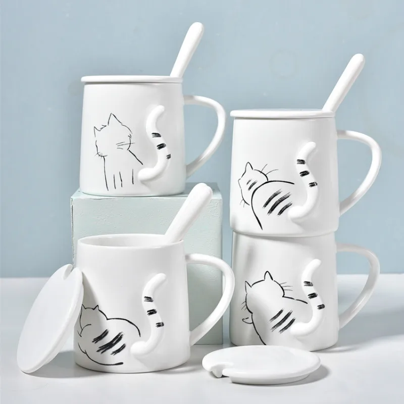 Креативная керамическая молочная чашка с котом милая личность уникальные