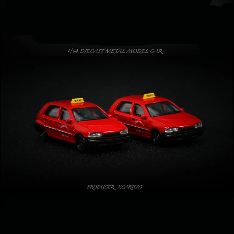 Игрушечный автомобиль China Xiali Taxi Hatchback 1:64 (красный) (металлические и пластиковые