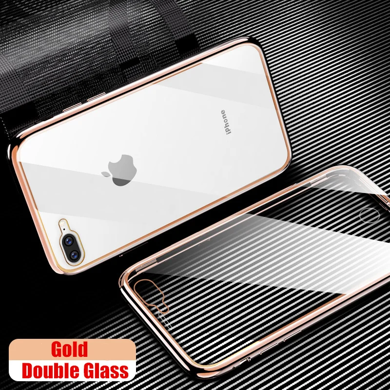 Gold-Double Glass Магнитный адсорбционный металлический чехол для iPhone 6, 6 S, 7, 8 Plus, X, двухсторонний стеклянный чехол Manet для iPhone X, XS Max, XR, чехол для телефона s - Color: Gold-Double Glass