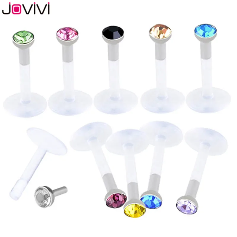 JOVIVI 16 г акриловое кольцо для губ с кубическим цирконием и кристаллом Монро