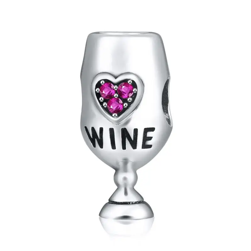 wine glass charm DALARAN 925 пробы серебро CZ прозрачные губы Любовь Подвеска с поцелуем Шарм для женщин модные подвески для изготовления украшений Braclelet& ожерелье - Цвет камня: wine glass charm