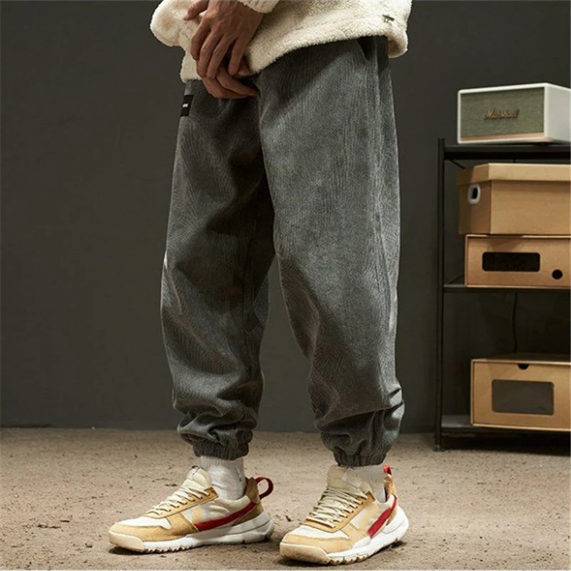 Повседневные мужские вельветовые брюки новый стиль свободные уличная мода 2021
