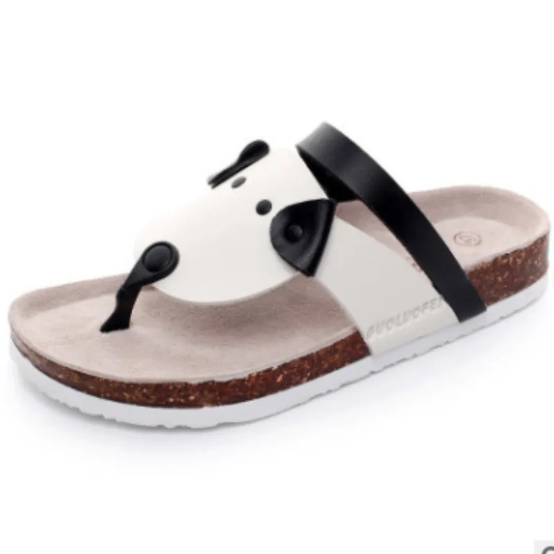 Шлепанцы женские в горошек мультяшная обувь на пробковой подошве летние тапочки