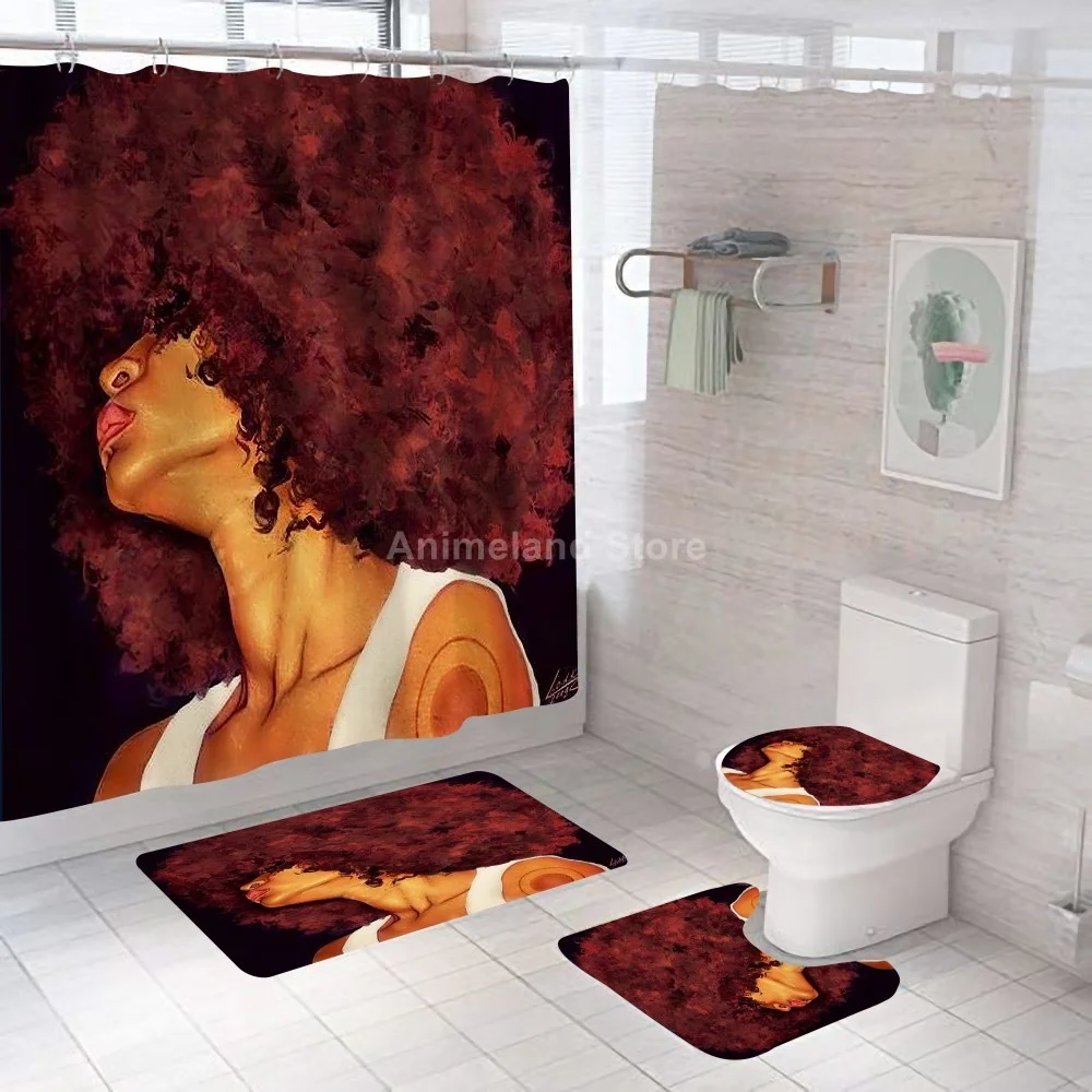 Занавеска для душа в форме подсолнуха милой Африканской девушки занавеска