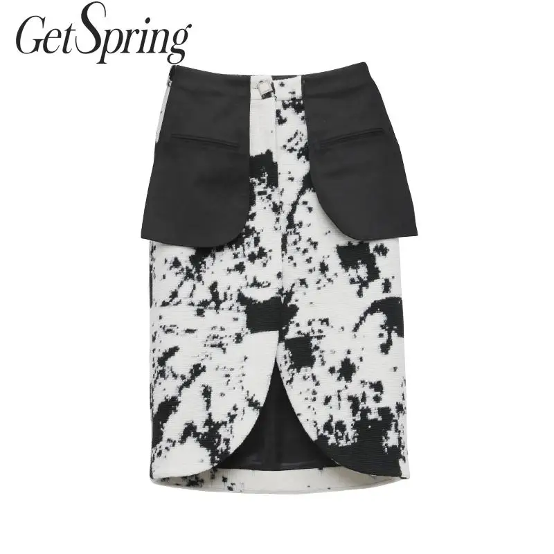 Женская Асимметричная юбка Getspring белая длинная с высокой талией зима 2019|Женские