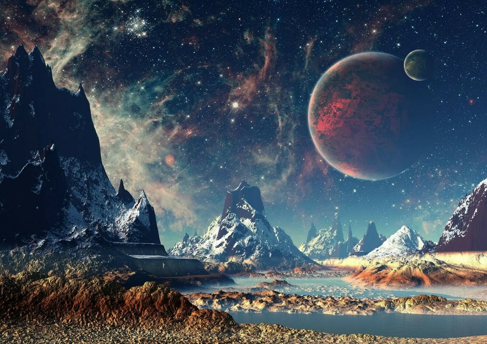 Великолепный Шелковый плакат с изображением планеты инопланетянина 24x36 дюймов |
