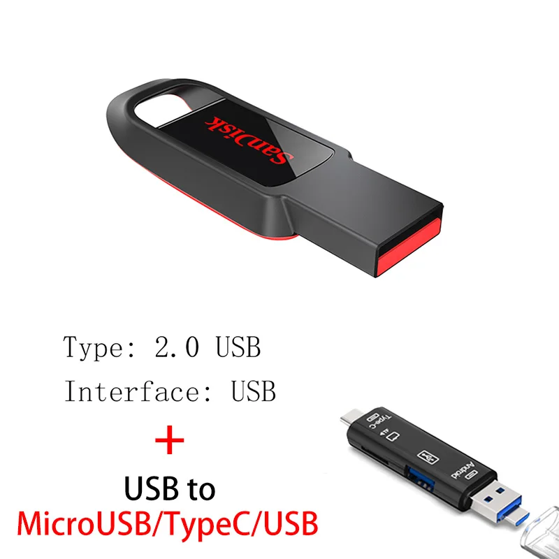 Z61 Y211 Флеш-накопитель USB sandisk 32, 64, 128, 16 ГБ, мини-накопитель 128 ГБ, 64 ГБ, 32 ГБ, 16 ГБ, флеш-накопитель 2,0, USB флешка, диск на ключ, память для телефона - Цвет: Z61 Y211