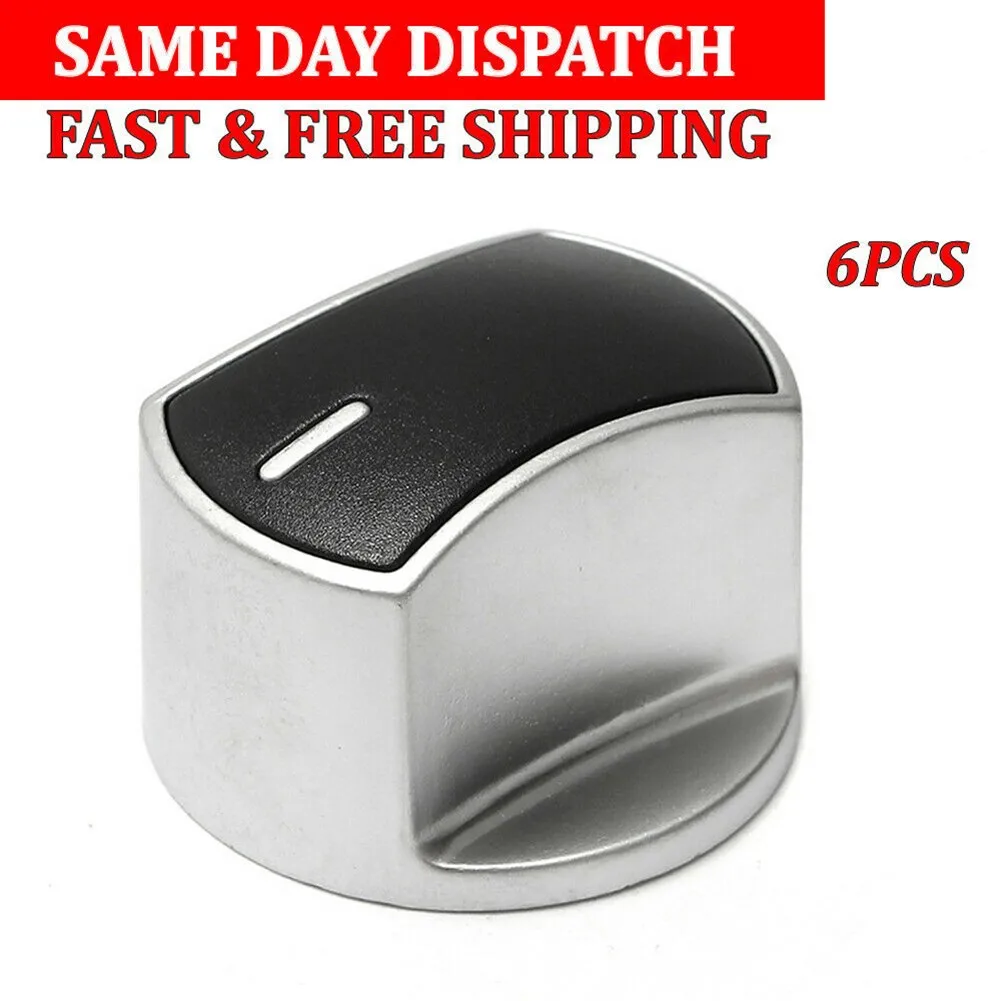 

6Pcs Metal Universal Gas Stove Cooker Part Control Handle Knobs Kitchen Rotary Switch Knob Replacement Silver
