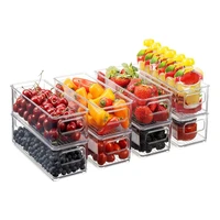bins kitchen refrigerator organizer stackable plastic food storage with handles for pantry cabinets clear food storage rack