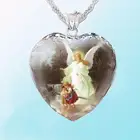 Подвеска в форме сердца с кристаллами, христианская Дева Мария, Женское Ожерелье, модный религиозный амулет, аксессуары, ювелирные изделия для вечеринок