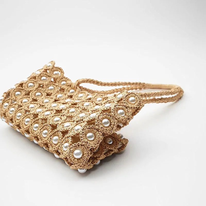 Модная сумка с жемчужинами Женская дорожная клатч богемная пустотелая