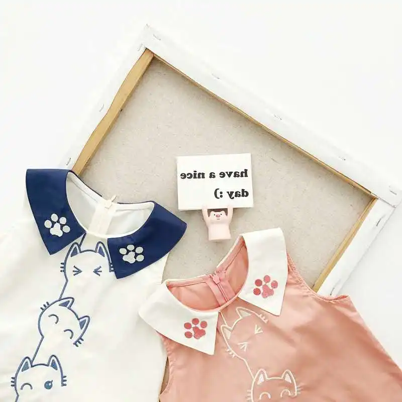 Girls dress cat paw print A-line 2020 summer new children's clothing 3-8 years old | Детская одежда и обувь