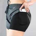 Спортивные шорты, женские шорты для йоги, велоспорта, фитнеса, тренировок, 2 в 1, повседневные эластичные шорты для бега, свободные спортивные шорты, пляжные шорты