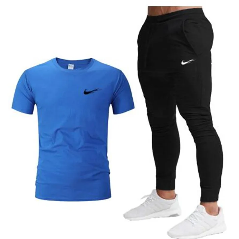 

Men's sportswear 2-piece printed brand shirt short-sleeved sportswear casual hedging T-shirt top 2021 fashion men's suit