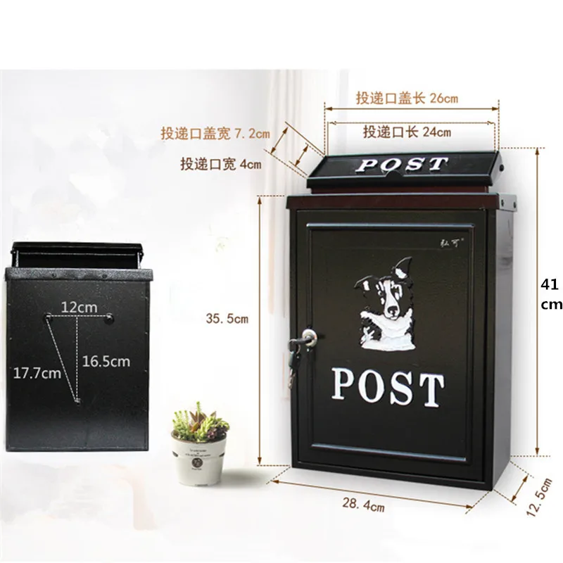 

Villa European indoor letter box outdoor rainwater mailbox locked wall back box large rural creative subtitle box fairy garden