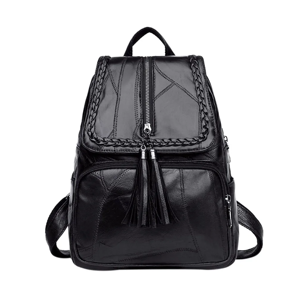 

Женский корейский Одноцветный износостойкий рюкзак, женский кожаный дорожный рюкзак с откидной крышкой, большая вместительность, повседне...