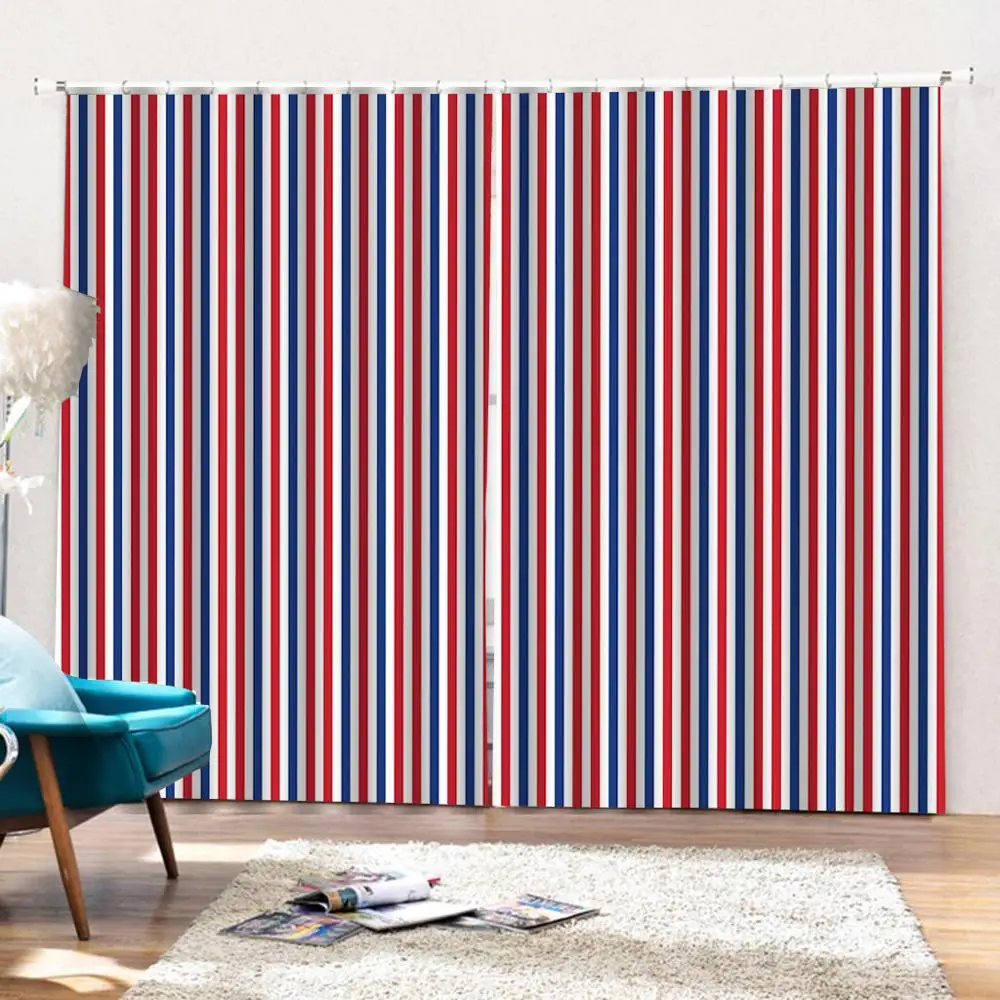 Синие шторы с буквенным принтом Затемненные Роскошные 3D набор для спальни