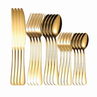 golden tableware stainless steel cutlery set 20pcs gold dinnerware set kitchen dinner set tableware mirror flatware dropshipping