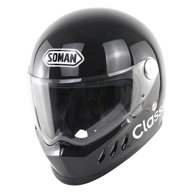 Shiny Black Soman Full Face Helmet Flip Up Casque Racing Cubierta De Casco Moto Ventilated Casco Patinete Casque Roof Boxer Motocycle Helmet - Color: Shiny Black