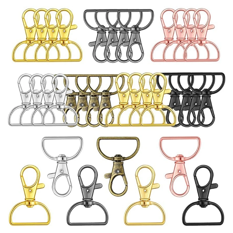 

35 Pieces Swivel Clasps Lobster D Rings Lanyard Snap Hooks Keyrings Pendant Spring Pet Buckle for Keychain DIY Craftings Keychai