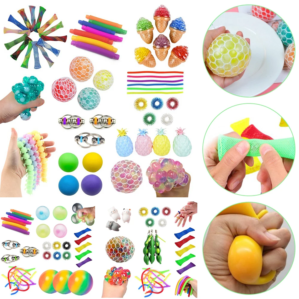 17/14Pcs Sensory Toy Set Stress Relief Toys Autism Anxiety Relief Stress Pop Bubble Fidget Sensory Kids Adults Hand Toy 