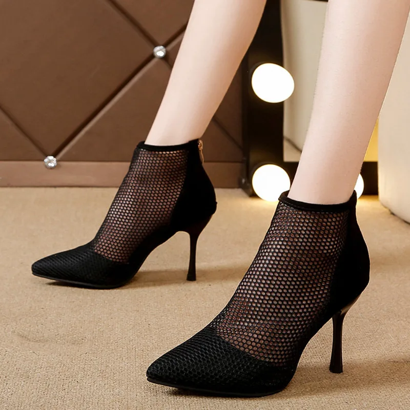 Женские ботинки на молнии дышащие со шнуровкой зимний дизайн ботильоны для