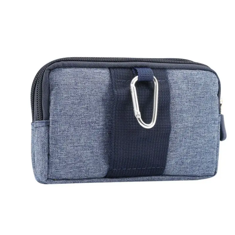 

Portable Phone Pouch Dual Zippers Belt Clip Cowboy Cloth Casual Waist Bags For 5.2/5.5-6.3/6.4 inches Double Phones