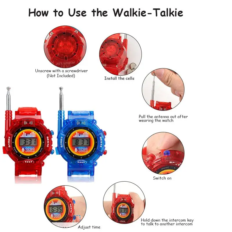 

Kids Digtal Display Watch WalkieTalkies Watches Children Kid Toy Watches Two-way Radios Interphone Clock
