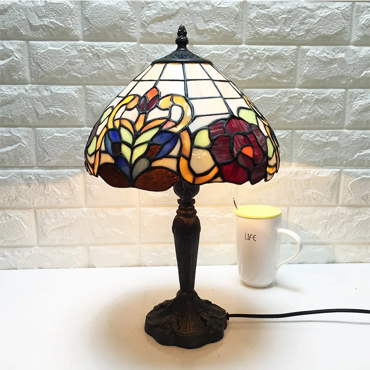 

Mediterranean Retro Style Glass Turkish Mosaic Table Lamps Handworked Study Bedroom Home Art Decor Turkish Lamp