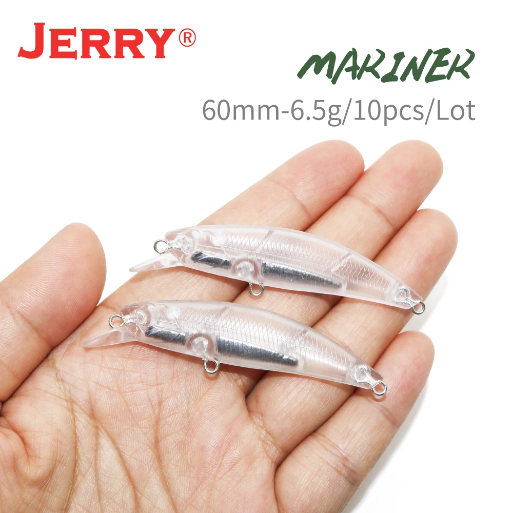 

Jerry Mariner 10pcs 60mm 6.5g Unpainted fishing Lure Sinking Minnow Micro Ultralight Wobbler Artificial Hard Bait Fishing Lure