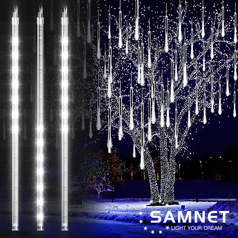 

30cm/50cm LED Meteor Shower Christmas Garland Holiday Strip Light Outdoor Waterproof Fairy Lights For Garden Street Decoration