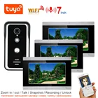 Видеодомофон TUYA с тремя мониторами, Wi-Fi, 7 дюймов, сенсорный экран, AHD 1080P