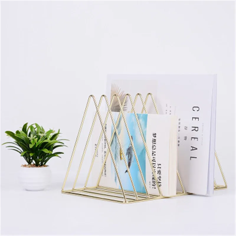 Nordic creative simple modern wrought iron small bookshelf magazine rack desktop storage table decoration | Дом и сад