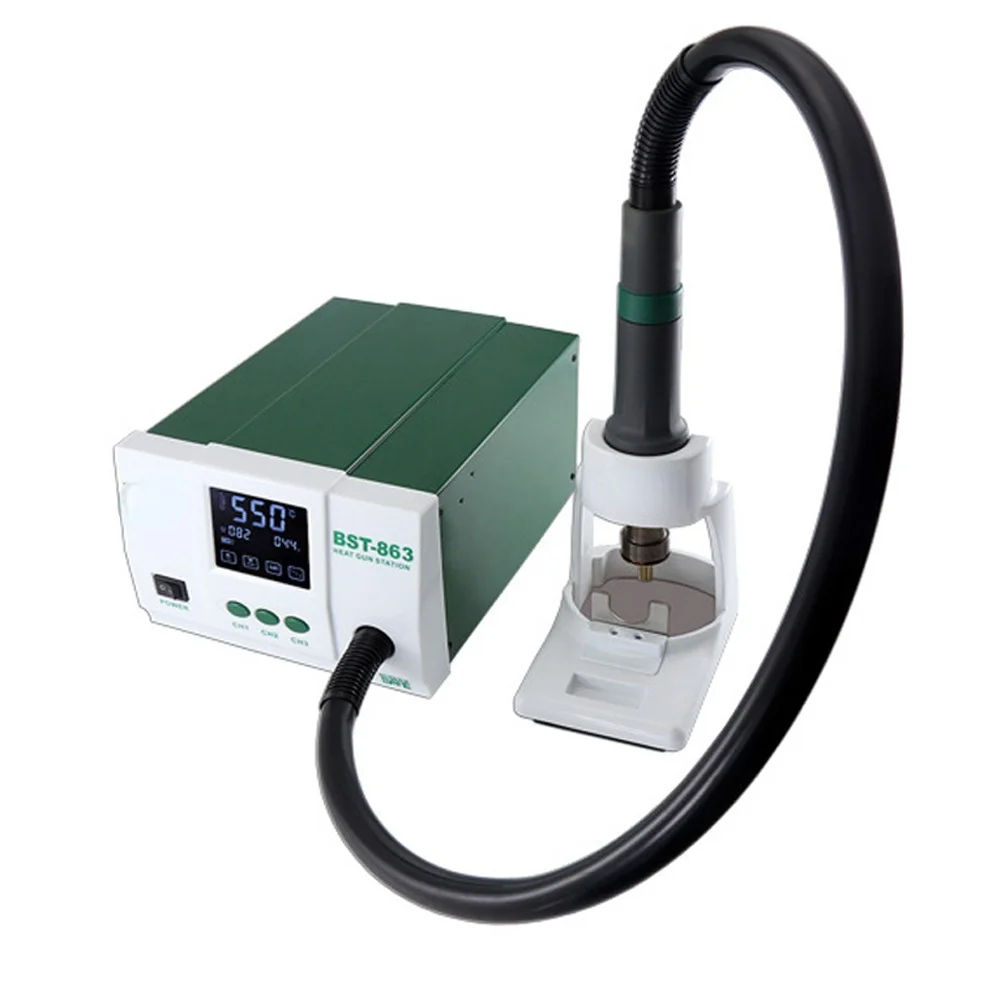 

863 Lead-Free Thermostatic Heat Gun Soldering Station 1200W Intelligent LCD Digital Display Rework Station For Phone Repair