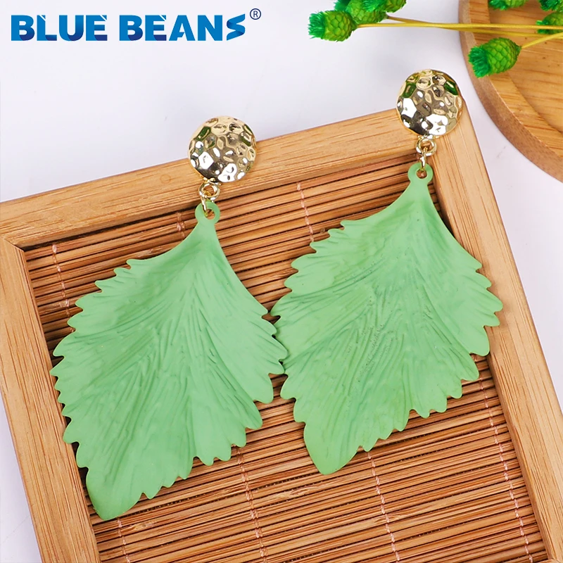 Женские серьги в форме листьев зеленые серьги-подвески металлические украшения