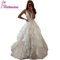 vestido de noiva 2020 a line tulle lace wedding dresses luxury bride dress v neck wedding gowns robe de mariee
