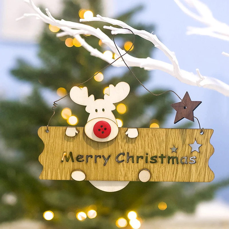Деревянный Рождественский кулон в виде лося креативное подвесное украшение