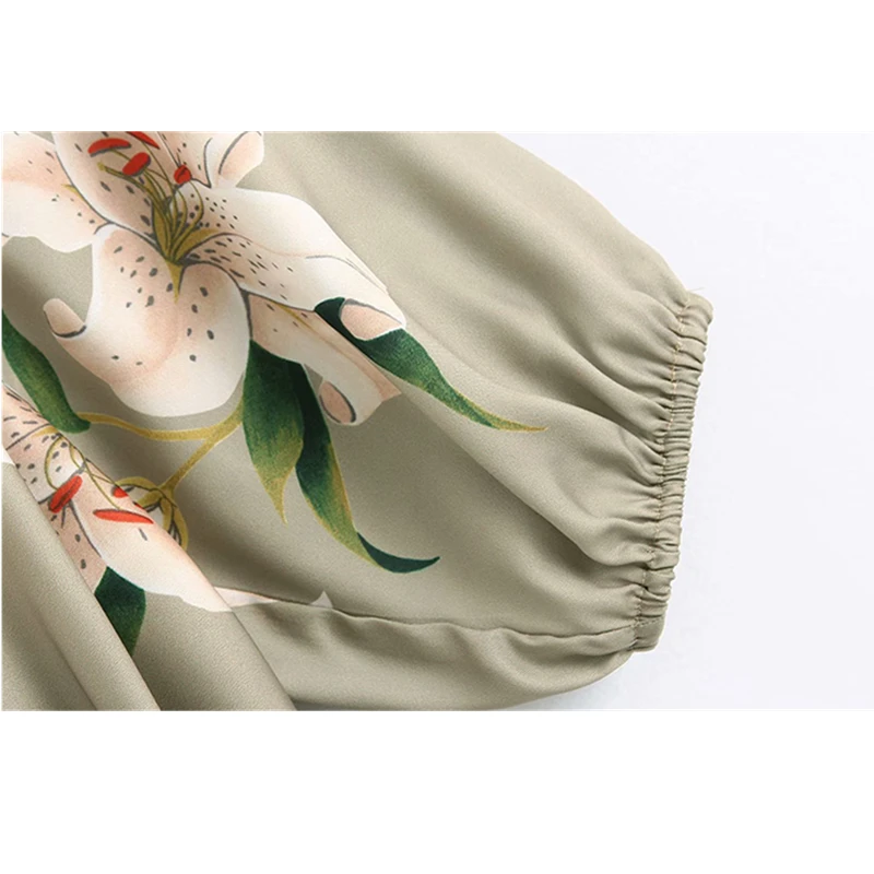 GLAUKE весеннее платье цвета хаки с принтом винтажное женское повседневное