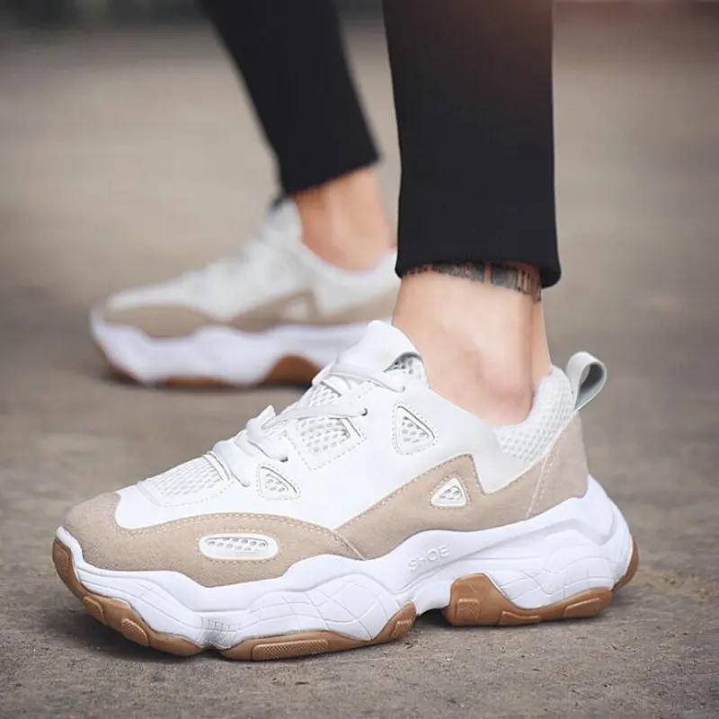 Новые осенние мужские дышащие кроссовки для бега спортивная обувь из сетчатого