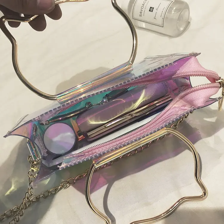 

Womens HandbagsLaser Transparent Jelly Bag for Female Fashion Hipster Chain Shoulder Bag Totes Messenger Bag Bolsa Feminina