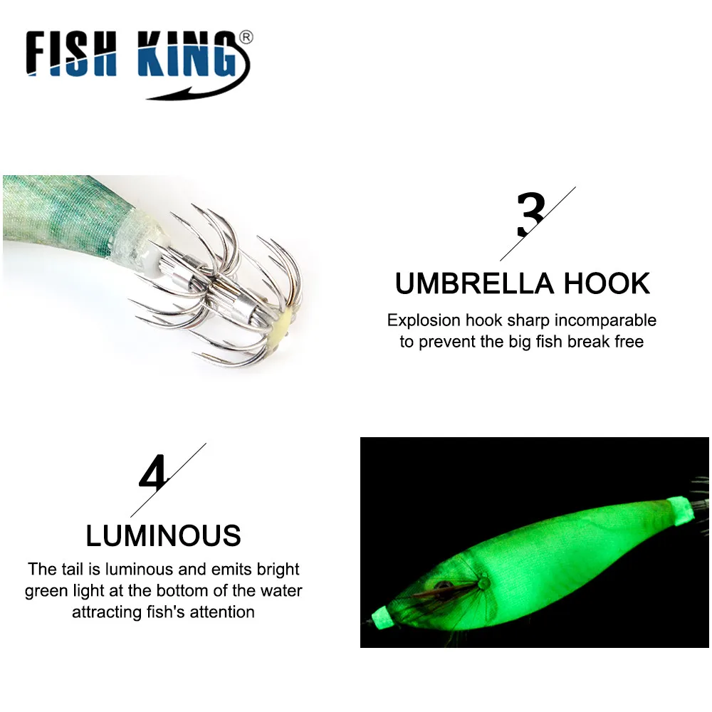 FISH KING 16 г джиг для кальмара приманка морской рыбалки светящийся крючок осьминога