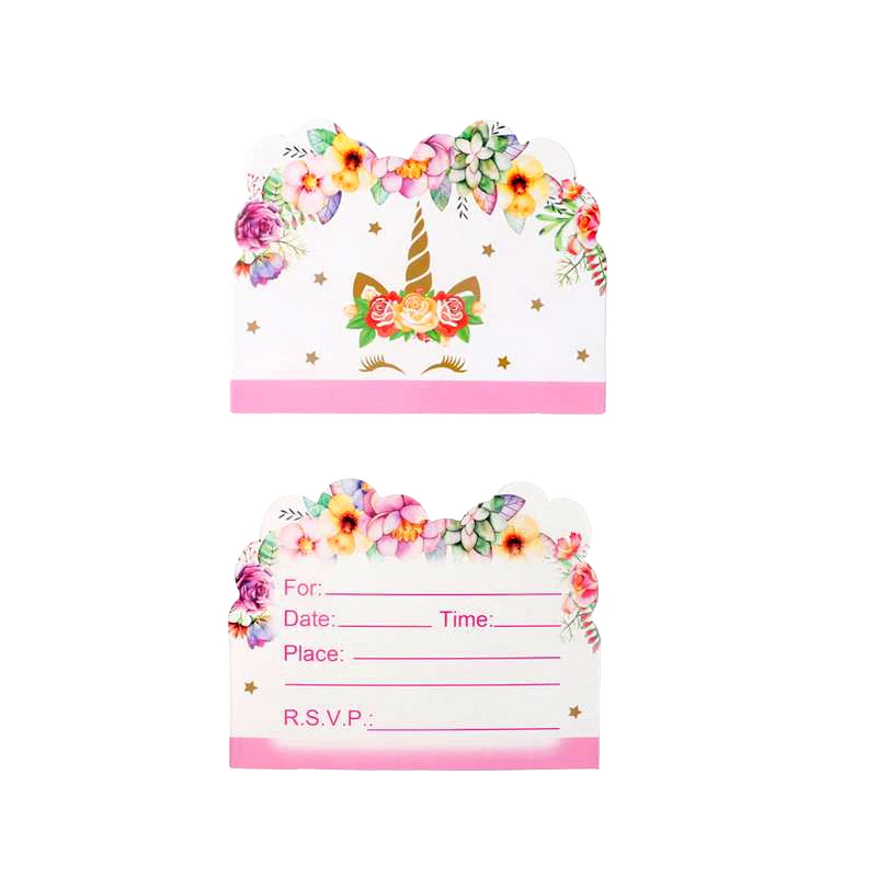 

10pcs/pack Happy Baby Shower Unicorn Theme Invitation Cards Birthday Boys Kids Favors Decoration Party Events Supplies 14*11 CM