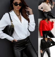 loose white shirts for women turn down collar solid female shirts elegant office ladies tops 2021 spring autumn summer blouses