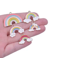 mix 5 pcs cloud rainbow charm cute pendant diy jewelry making supplies handmade earrings anklets keychain material enamel charms