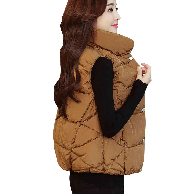 

Ladies Spring Sutumn Winter Down Cotton Vest Short Korean Version Wild Loose 2023 New Women College Style Waistcoat Vest OK888