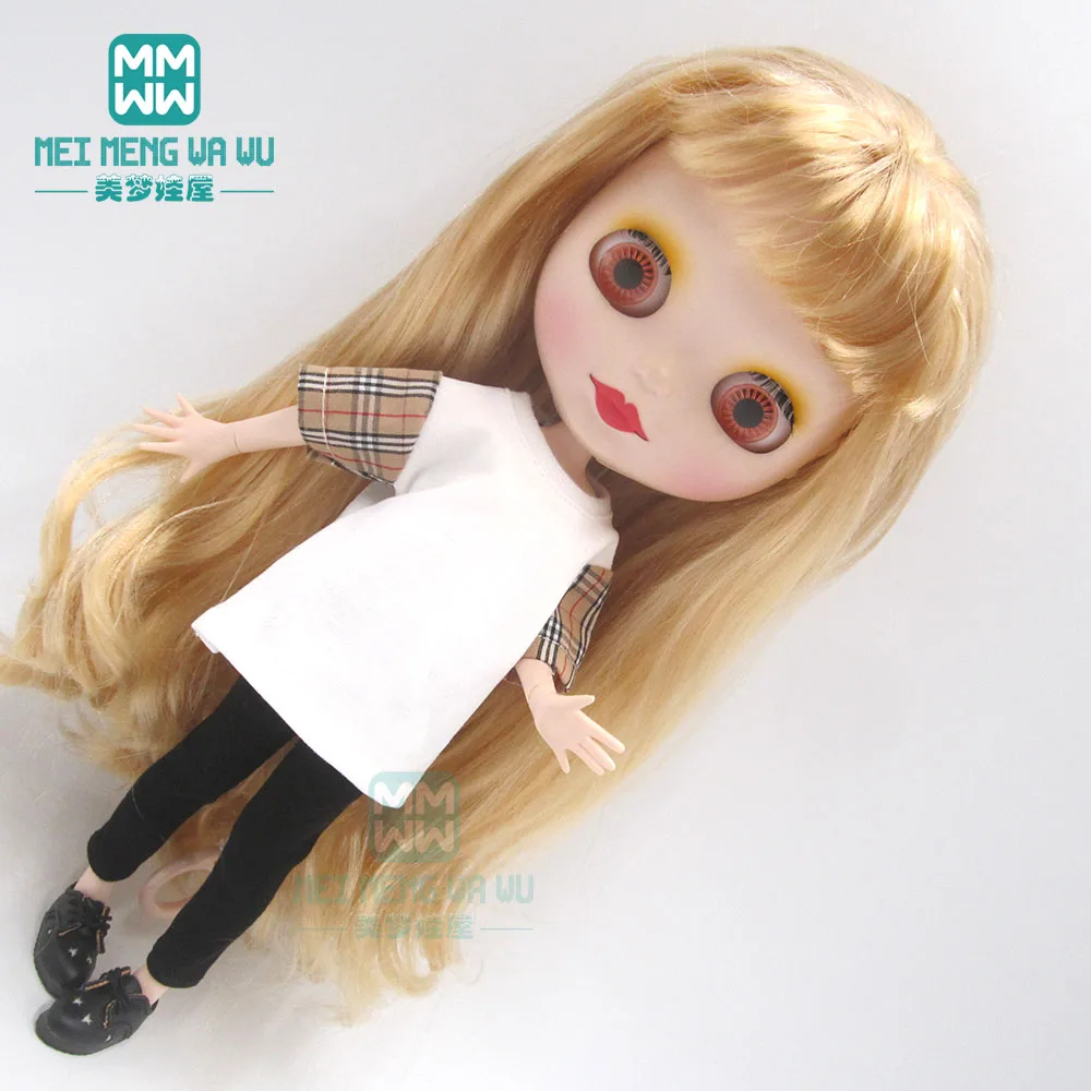 Blyth кукольная одежда модная клетчатая рубашка, топ, шорты, обувь для OB23 OB24 кукла azone аксессуары